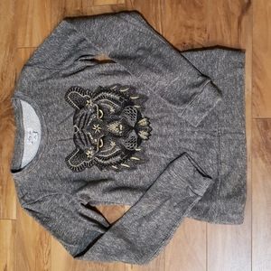 Lucky Lotus Brand sweatshirt thin knit native tribal spirit animal lion tiger